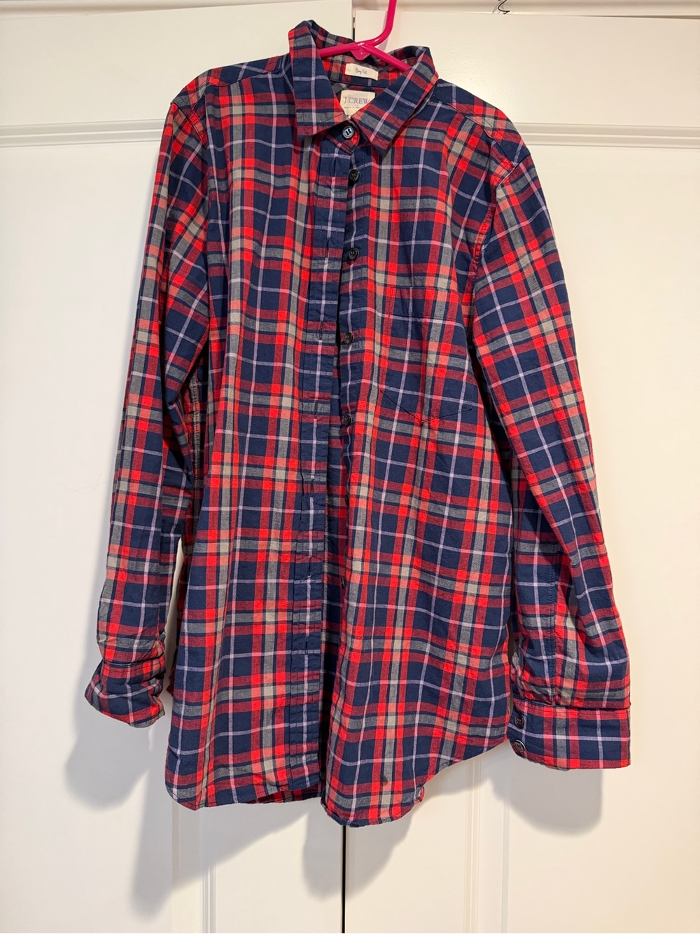 Women’s J. Crew Red and Navy Plaid Button-Down Shirt